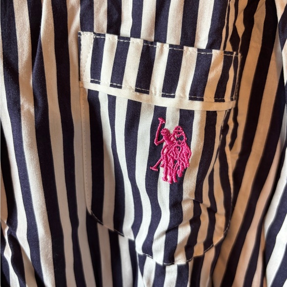 U.S. Polo Assn. Navy and White Striped Women’s Plus Pajama Sleep Lounge Set - Picture 3 of 11